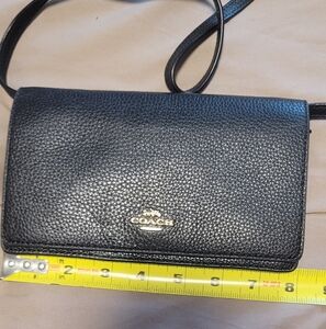 Coach Pebbled Black Leather Crossbody Bag